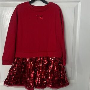 Wonder Nation Red Sweatshirt Sequins Dress